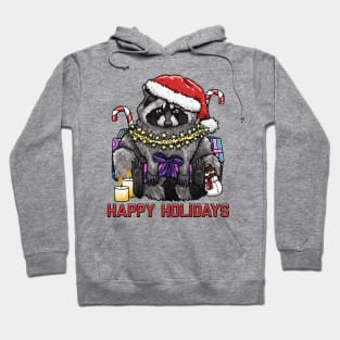 Happy Holidays Raccoon Hoodie